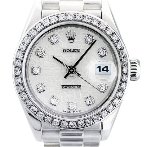 rolex ladies datejust platinum watch and strap|20 year old ladies rolex.